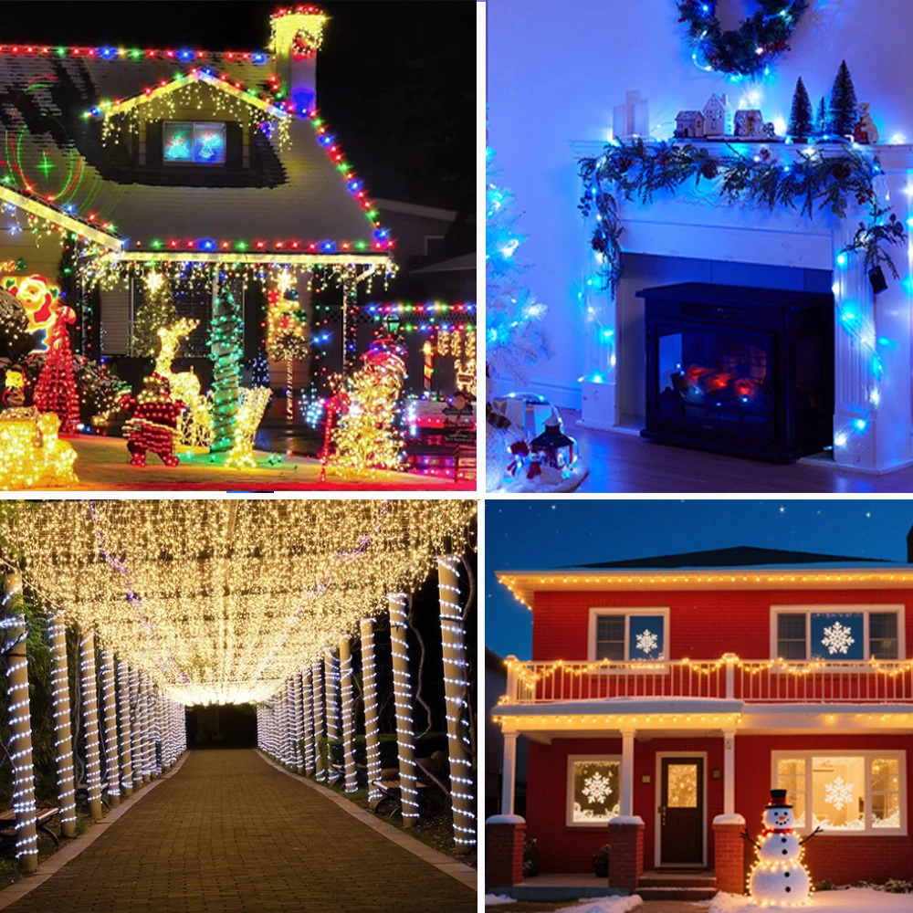 110V 220V Rainbow LED Round 2 Wire Srtip Light 30 36LED Yellow Red Blue Warm Outdoor Waterproof Christmas Party Decor EU US Plug