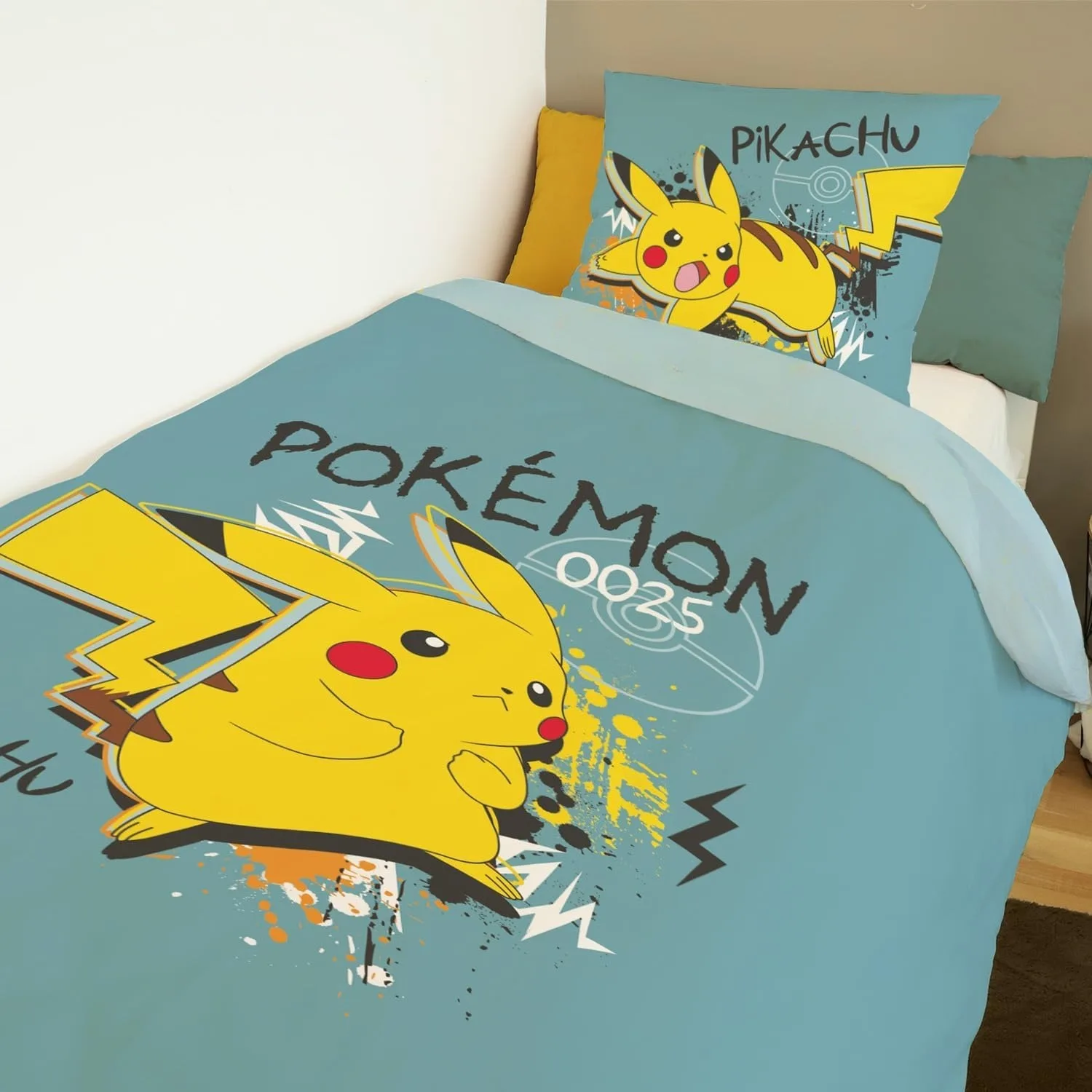 ポケモンピカチュウ寝具セット、赤ちゃん漫画布団カバー-3d-プリントキルトカバー枕カバーキングクイーンサイズ男の子大人の誕生日ギフト