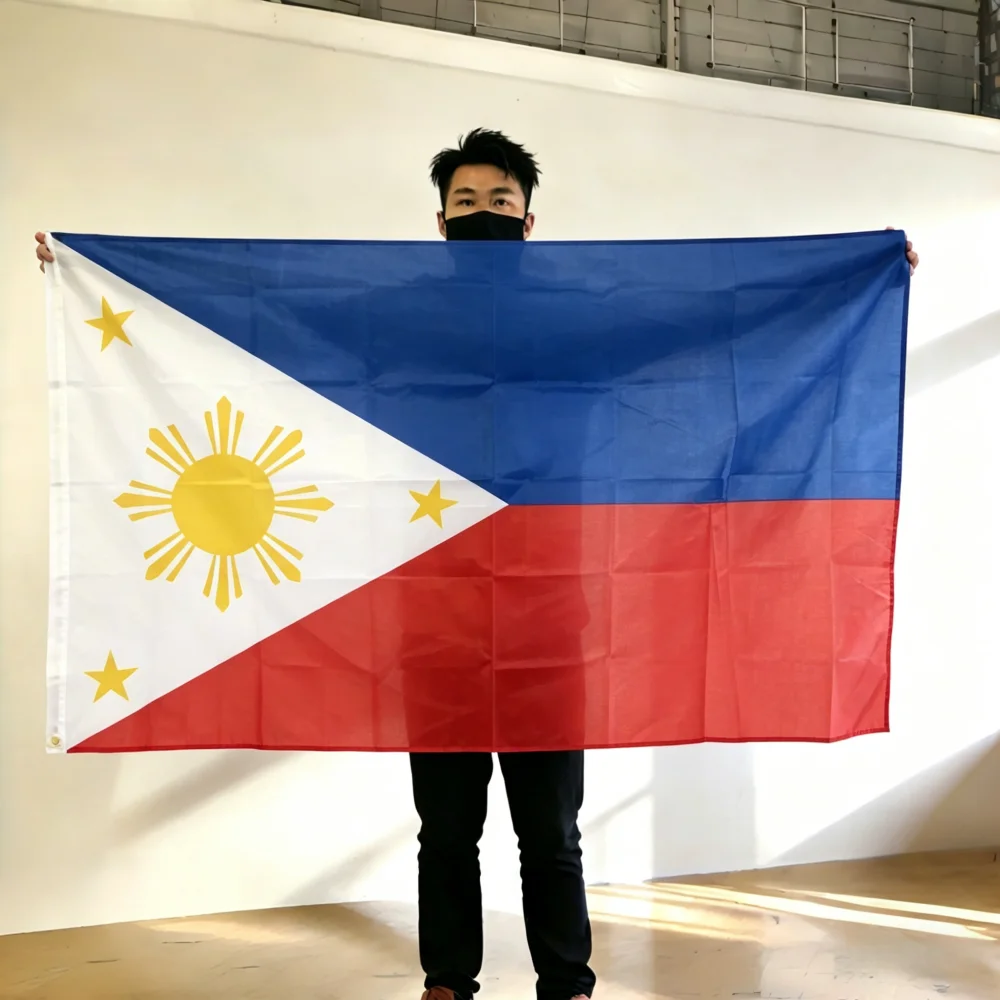 FlagGo Philippines Flag 150x90cm 3x5 FT Blue Red White Sun Stars Polyester Double Stitched Outdoor Indoor Decoration