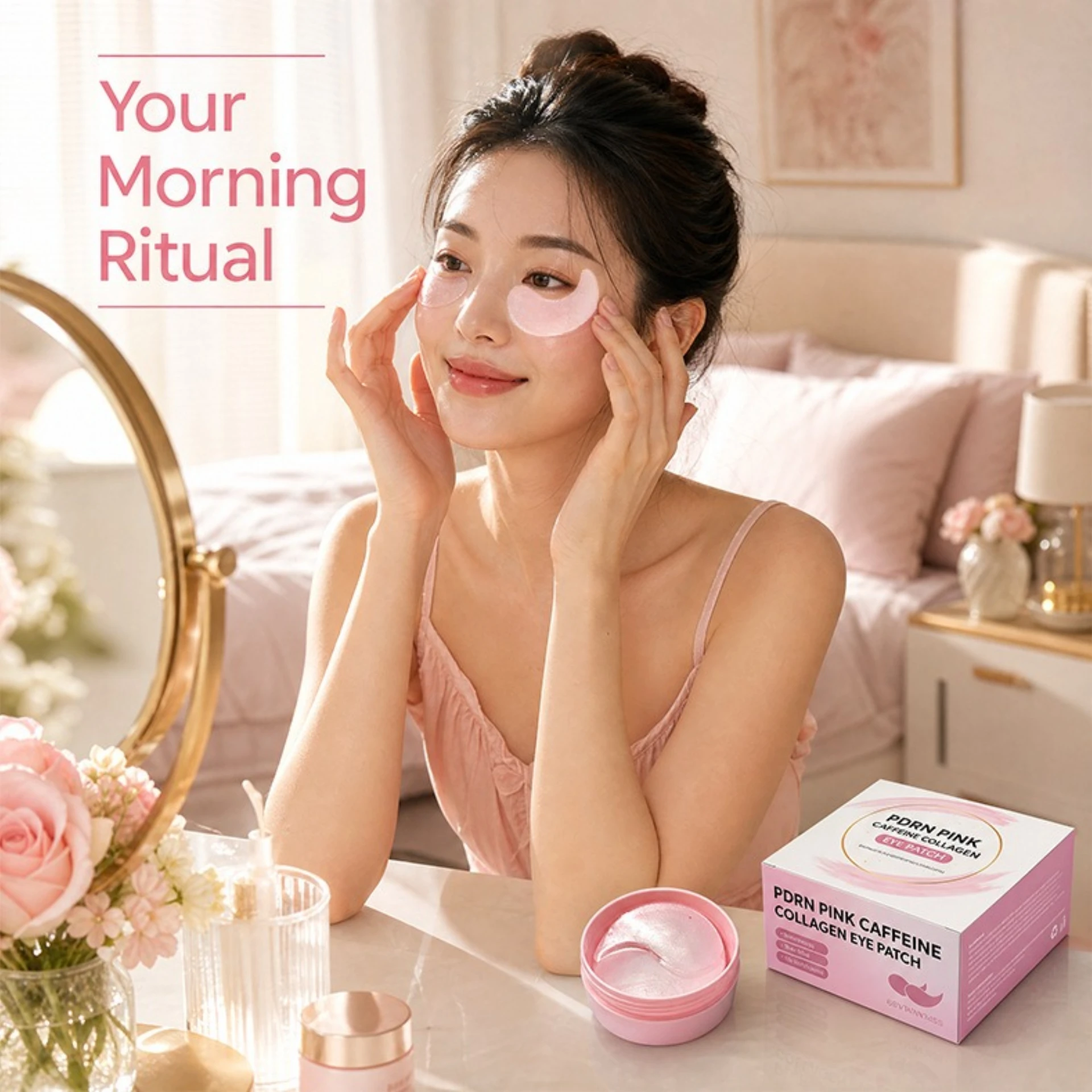 Pink peptide collagen eye mask light skin-friendly salmon moisturizing fading eye lines caring eye mask sticker Skincare