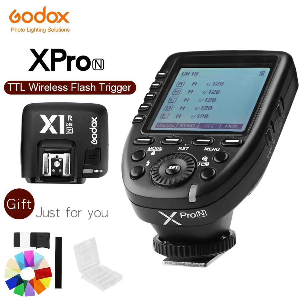 Godox Xpro-N i-TTL II 2.4G X System Wireless Control Remote Trigger with X1R-N Controller Receiver Compatble for Nikon Flash