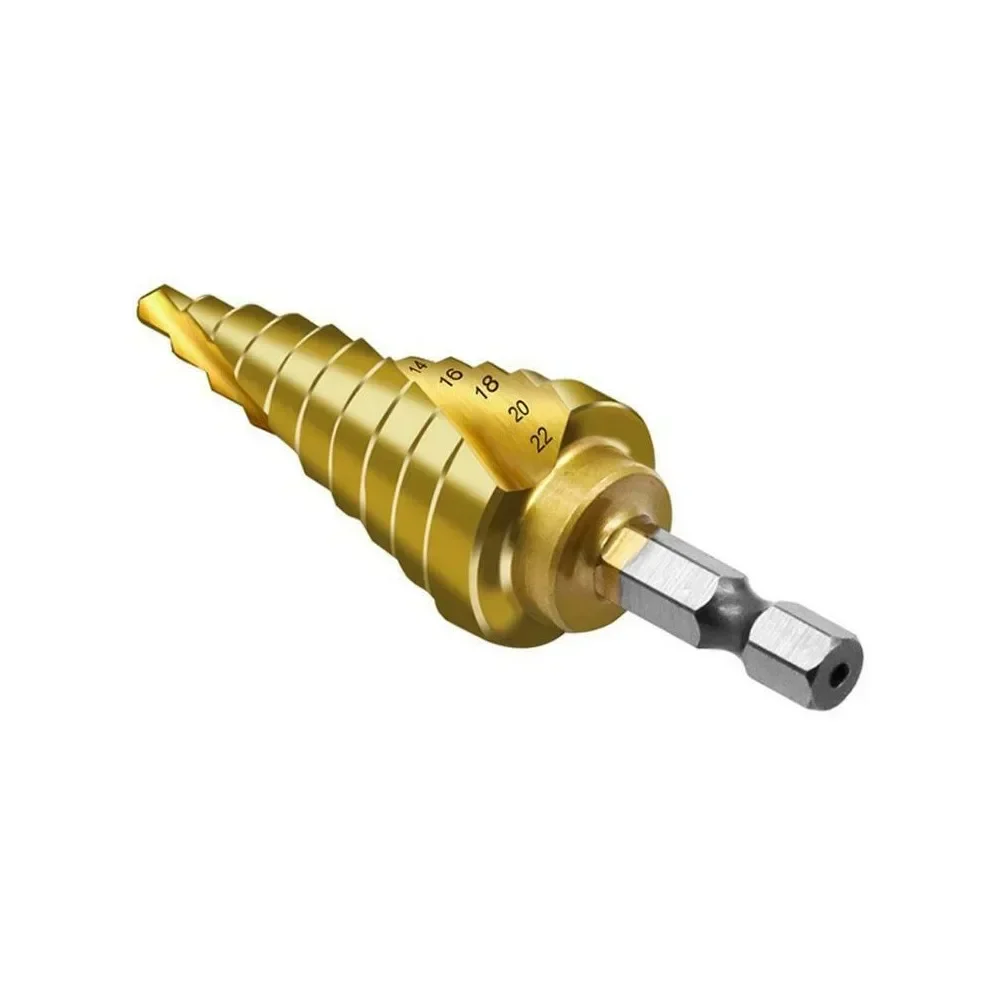 4-22mm HSS Spiral Groove Step Drill Bit Titanium Coated High Speed Steel Core Drill For Wood Metal Plastic Hole Cutter