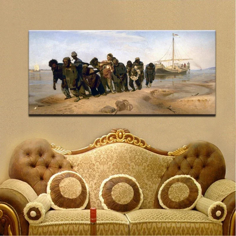 Pintor famoso Ilya refin Volga River Trackers, pintura en lienzo, pintura famosa sobre lienzo, arte de pared, imagen para decoración de sala de estar