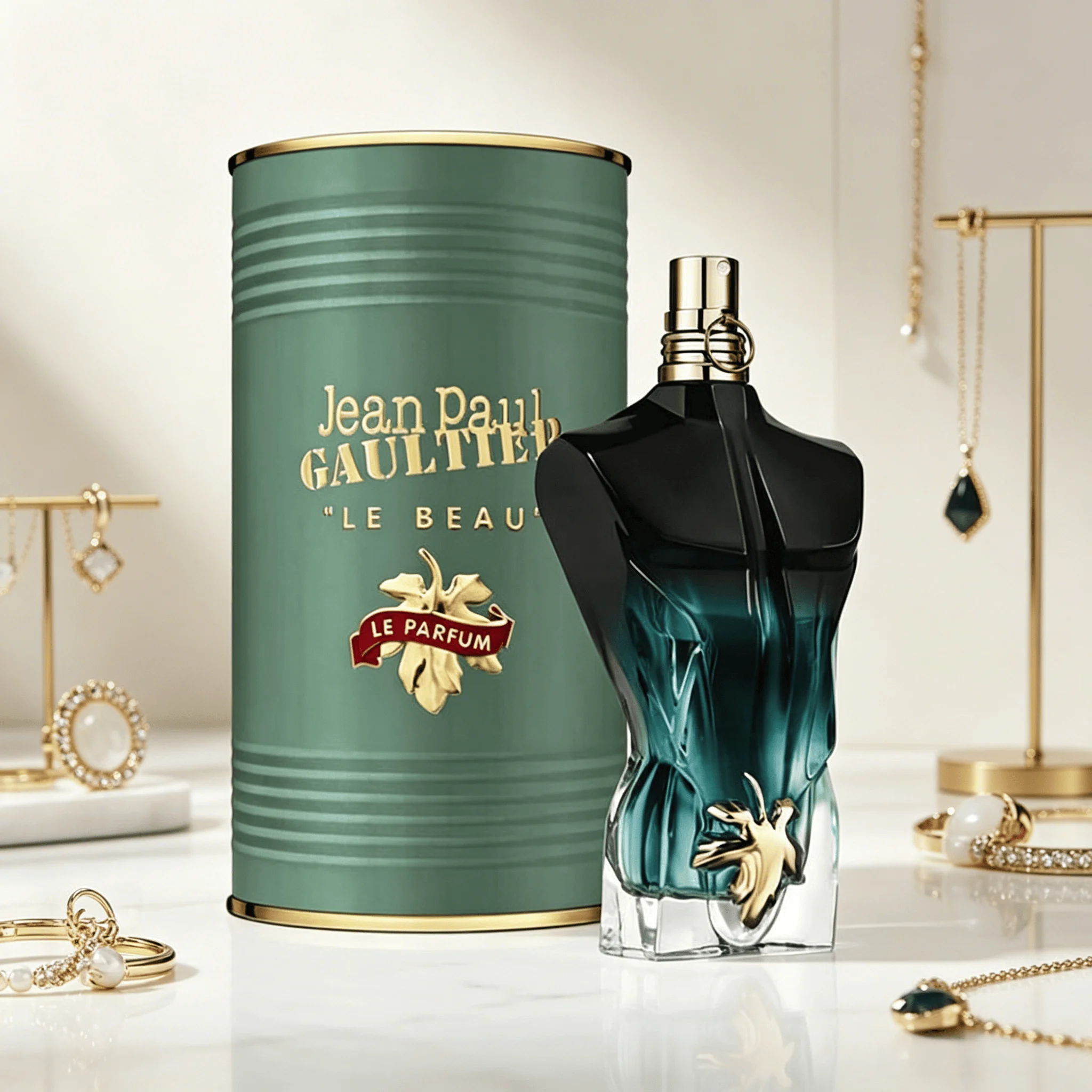 Jean Paul Gaultier Le Beau Le Parfum Herren Eau de Cologne Reichhaltiger Orientalisch-Holziger Duft Einzigartige Muskulöse Torso-Flasche Goldring-Verschluss Eleganter Abendduft Maskulines Spray für Ihn – Detail 5