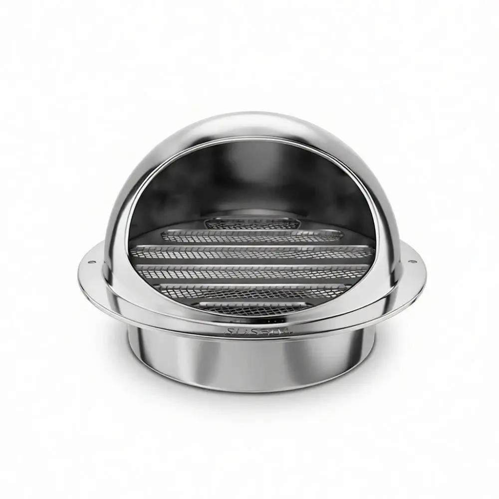 Stainless Steel Wall Air Vent Outlet Round Duct Pipe Ventilation Grille Hood Anti Bird Pest Guard Home Ventilation