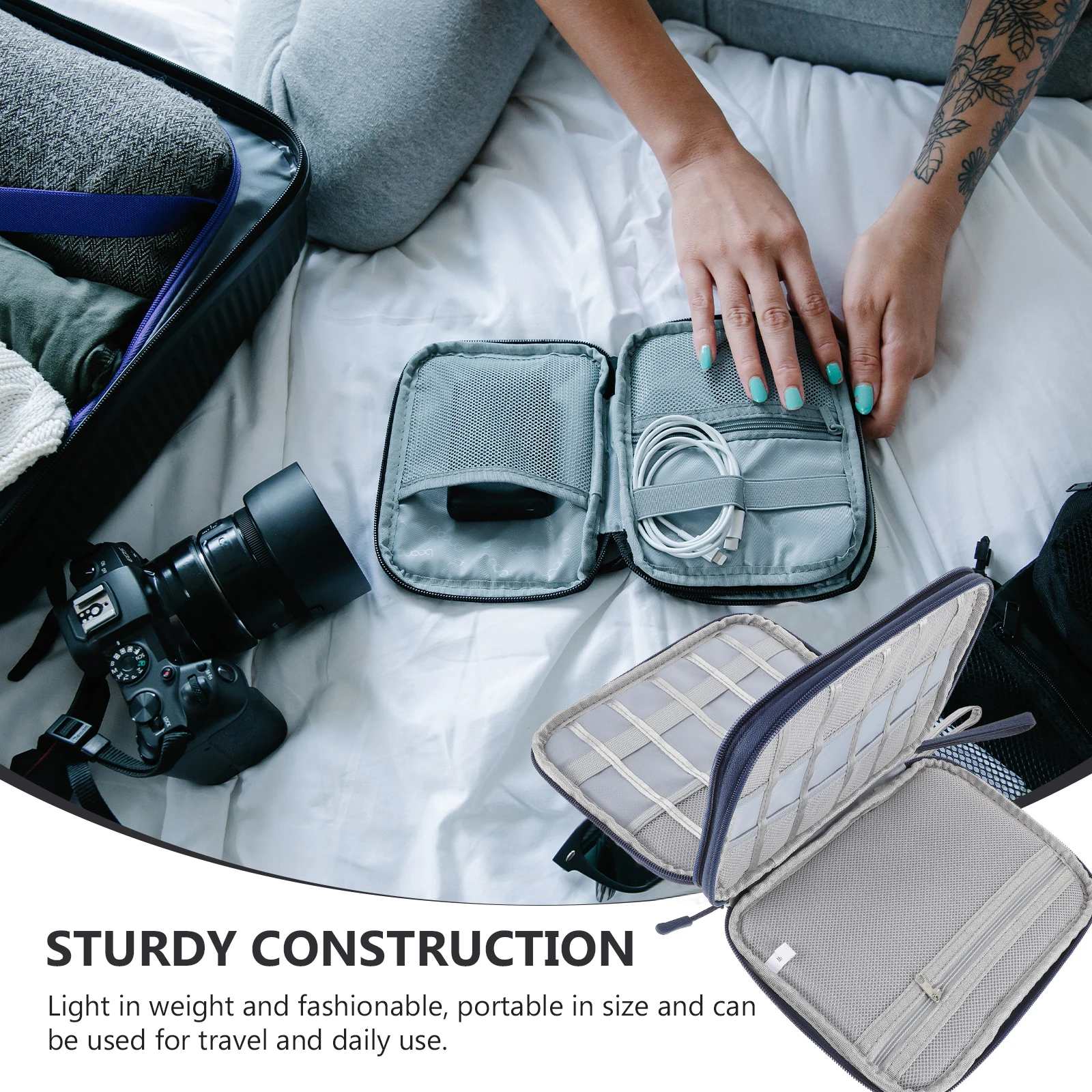 

Hard Drive Storage Bag Large Blue Size Cord ganizer Electronic Pouch Travel Accessories Tech ganizer Cable Bag Carrying Case For