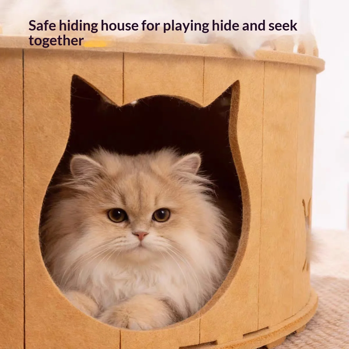 Cueva donut de fieltro para gatos: túnel lavable y duradero - imagen 5