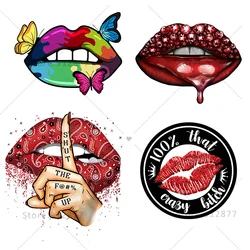 Red Lips Butterfly Leopard Fashion Ready to Press Transfers Custom Ready to press DTF Transfers Iron-on transfers for clothing