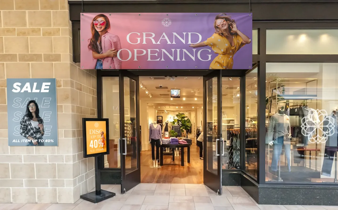 Custom Big Hanging Banner Printing with Sales Discount Color Text Logo QR Custom Indoor Banner Outdoor Banne Personalized Banner