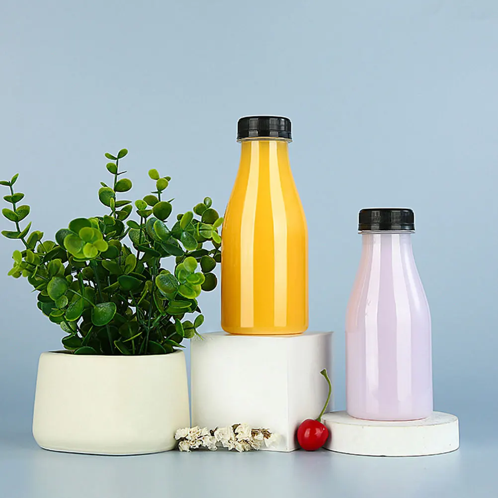 

10pcs Yogurt Bottles Portable Milk Container Reusable Juice Storage Lidded Beverage Bottles For Party Classroom Outdoor