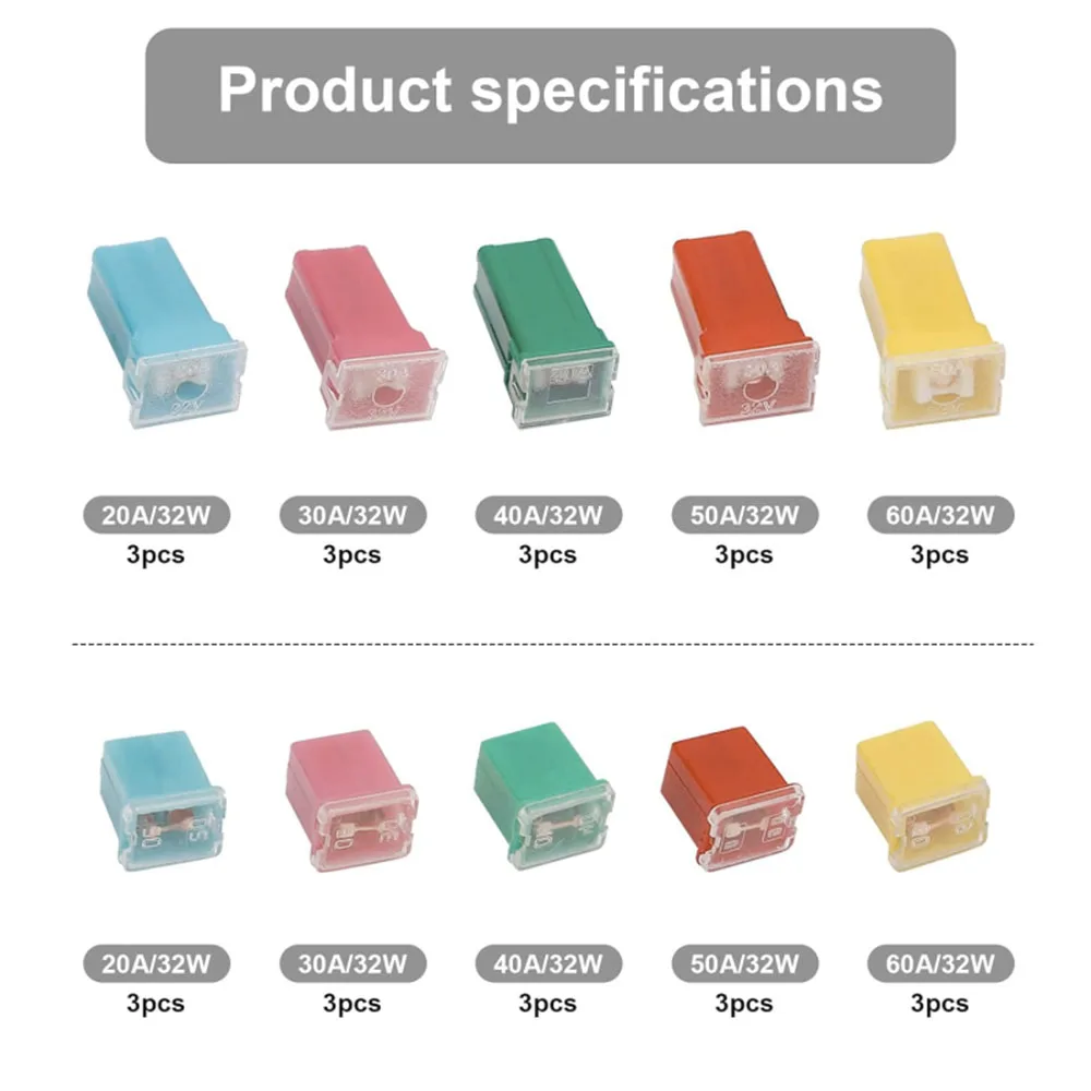 30-teiliges Jcase Sicherungs-Sortiment-Set, Niedrig- und Hochprofil-Boxsicherungen 20A 30A 40A 50A 60A, Kartuschen-Sicherungen – Detail 4