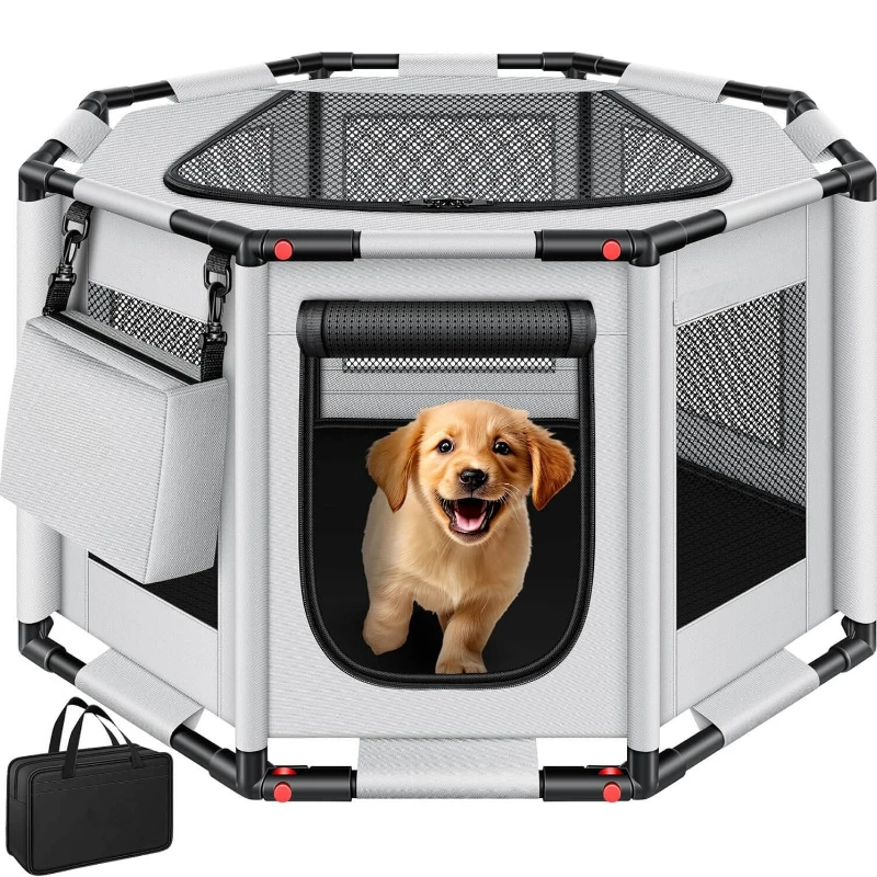 

Kennel Foldable Oxford Cloth Snap Pet Cage Outdoor Car Portable