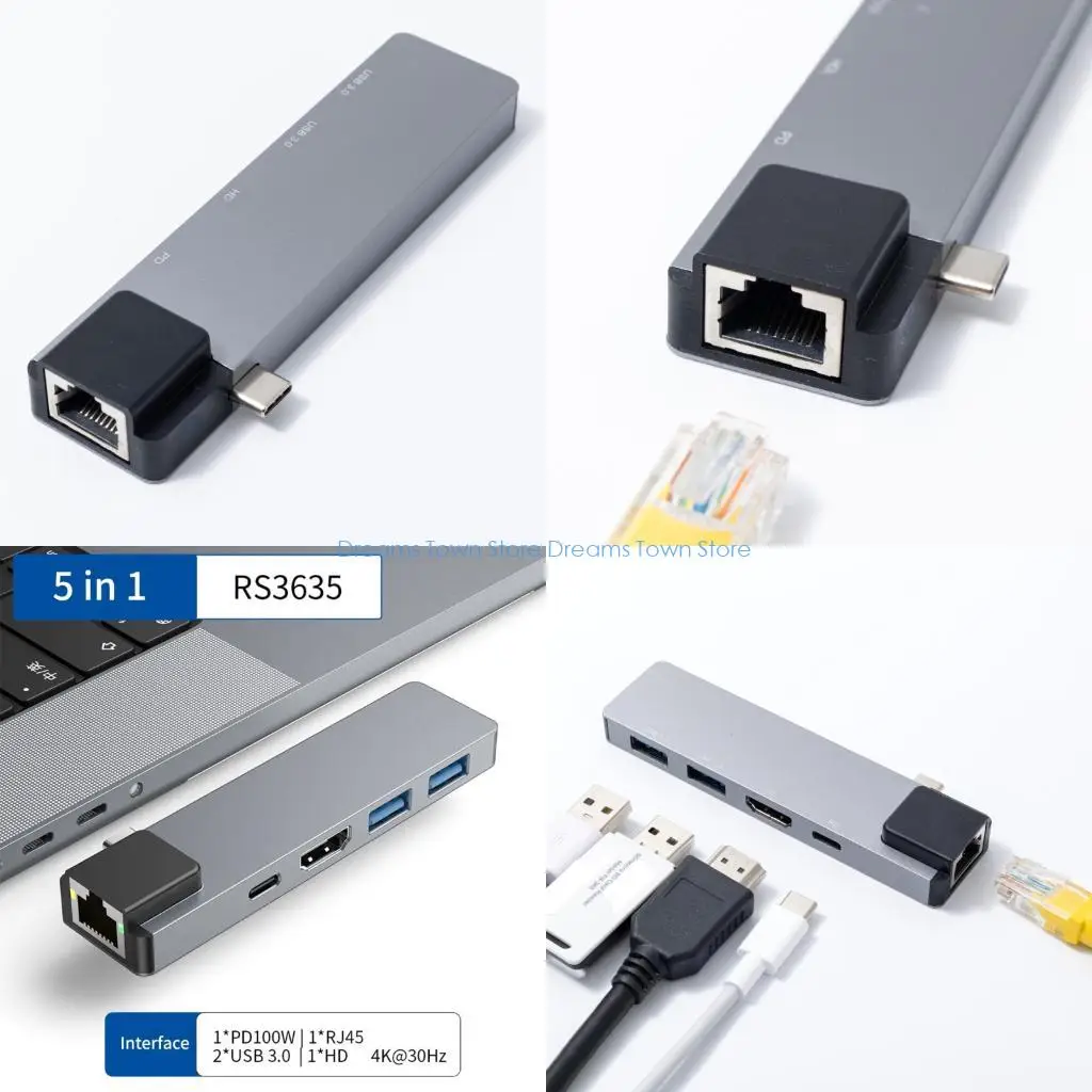 

Универсальные концентраторы USB C HX6A с функцией зарядки PD100W, возможностью подключения HDTV, Ethernet для нескольких