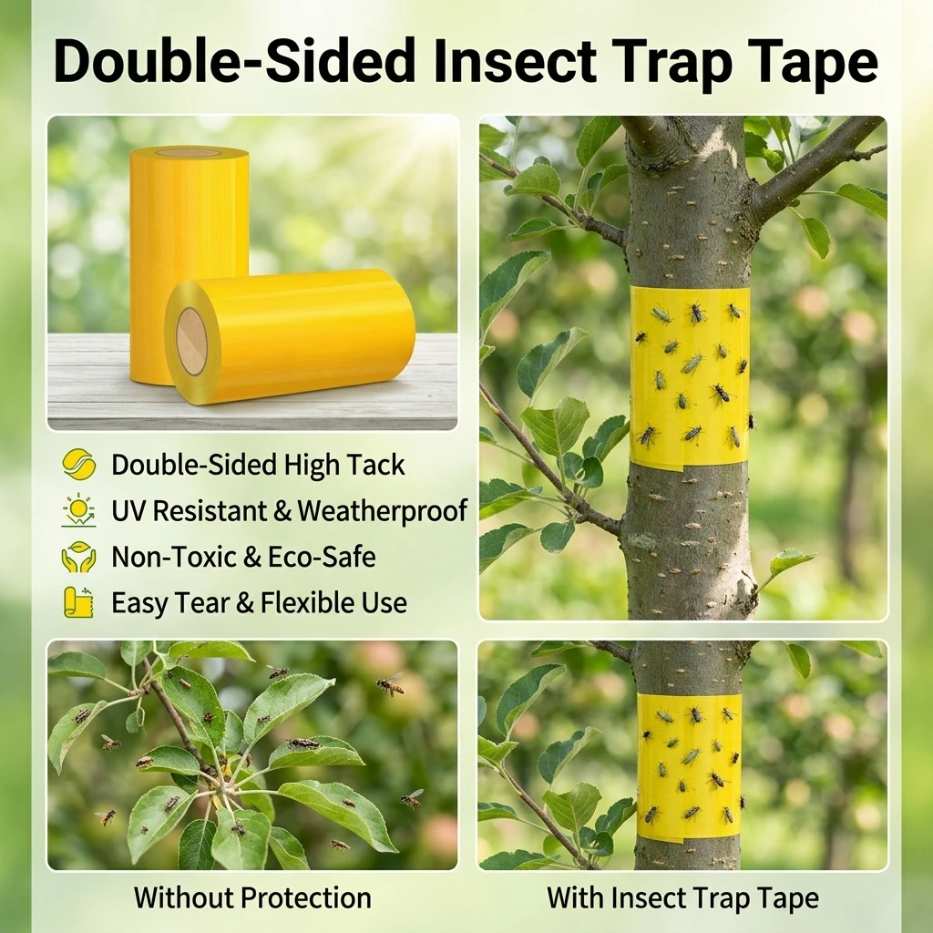 Gelbes Doppelseitiges Insektenfalle-Klebeband für Garten und Baumschule Schädlingsbekämpfung Gartenbedarf Schädlingsbekämpfungsprodukte 2/5/10M X 10M – Detail 4