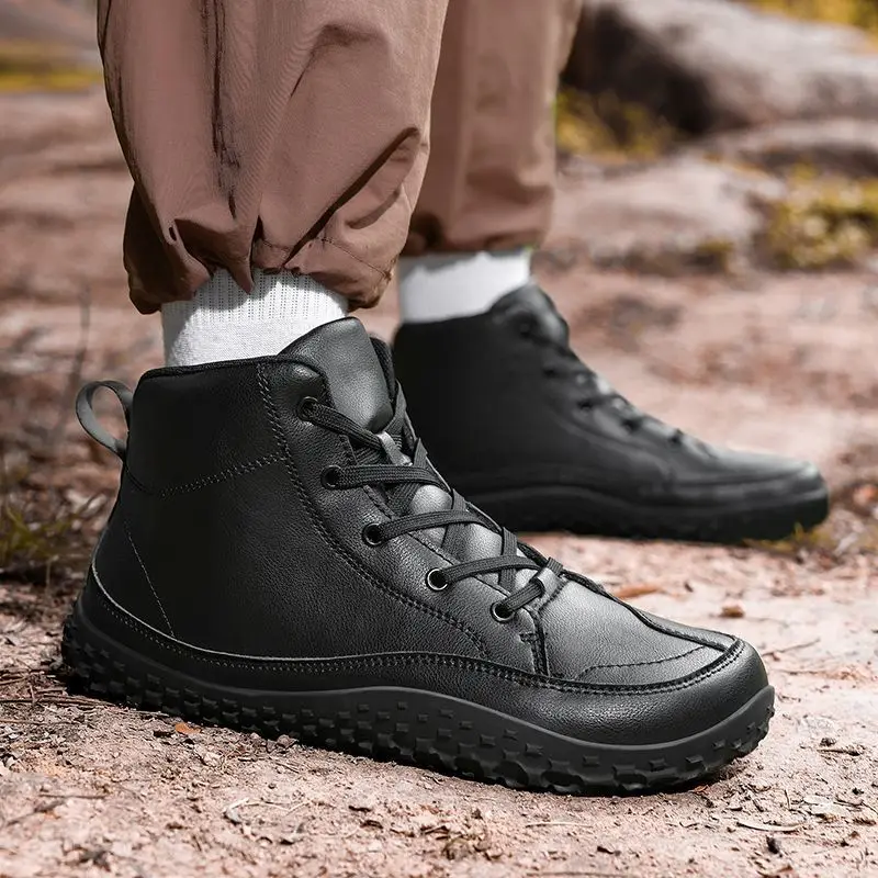 Bequeme, lässige Bergschuhe, Walking Botas für Herren, 2025, modische Herbst-Winter-Herren-Wanderstiefel mit breiter Zehenpartie und Barfuß