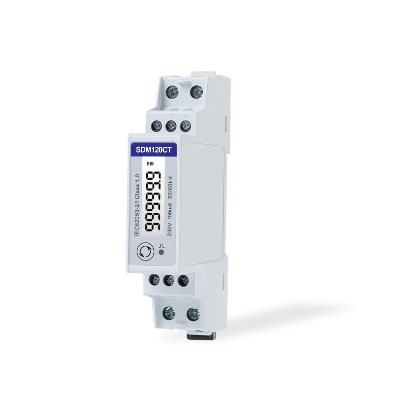 SDM120CT-MV, 0.1V input, 1 phase 2 wire, 230V, RS485 Modbus, kwh,kvarh,U,I,P,Q,PF,Hz,dmd, DIN rail energy meterCE-A ,MID