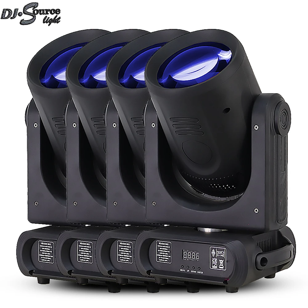 4Pcs/lot 200W LED Beam Moving Head Light RGB Color Mixing 8 Patterns DMX Effect Light Rotating Stage Light for DJ Show Party KTV