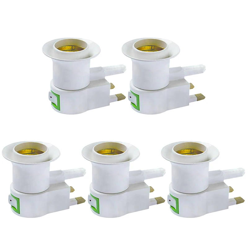 1/2/5PCS 13A E27 UK Plug Bulb Adapter LED Light Socket with Power on-Off Control Socket Switch E27 Screw Lamp Base Lighting Tool