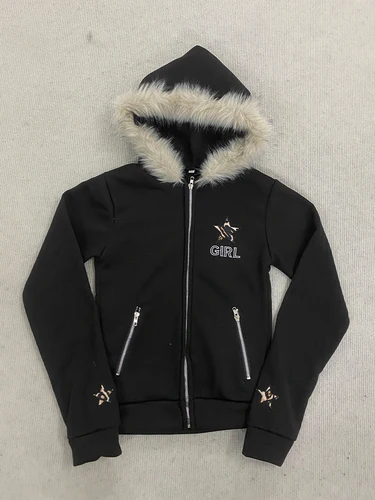 Imagen 2 del producto Sudadera con capucha Vintage americana Retro con letras blancas para mujer, sudadera con forro de piel sintética con cremallera, Jersey acogedor, ropa de calle, novedad de 2026