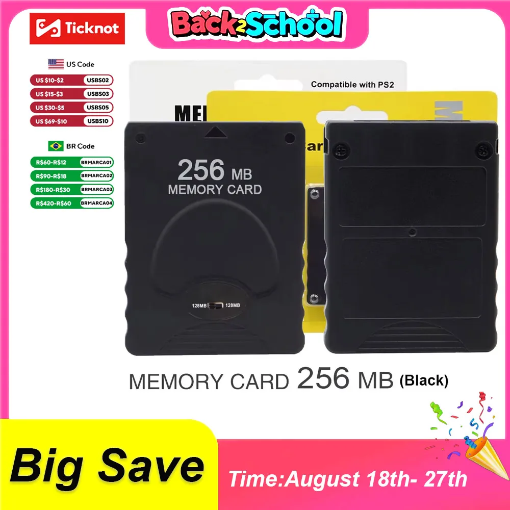 

8M /16M /32M /64M /128M /256M Memory Card Save Game Data Stick Module For Sony PlayStation 2 PS2 Memory Expansion Card