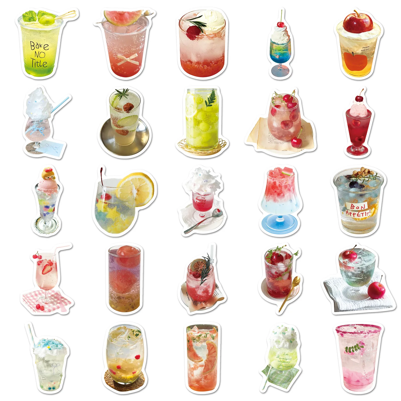 50PCS Bubble Water Graffiti Stickers Juice Drinks Decoration INS Style Decals DIY Kids Toys Laptop Guitar Car Bike Skateboard
