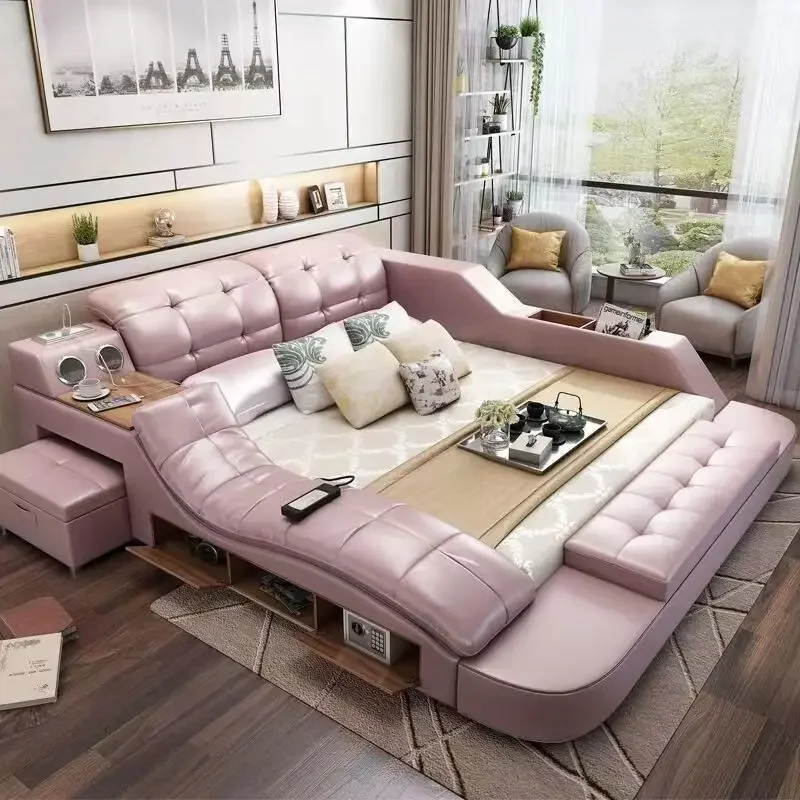 European Home Bed Multifuncional Electric Double Smart Bed Modern Design Sleeping Cama De Lujo Para Dormitorio Furnitures