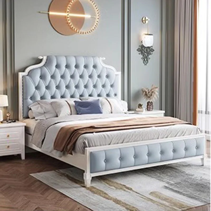 Modern Whitr Nordic Double Bed Wood High End Twin Frame Double Bed Girl Boys Sleeping Letti Matrimoniali Furniture For Bedroom