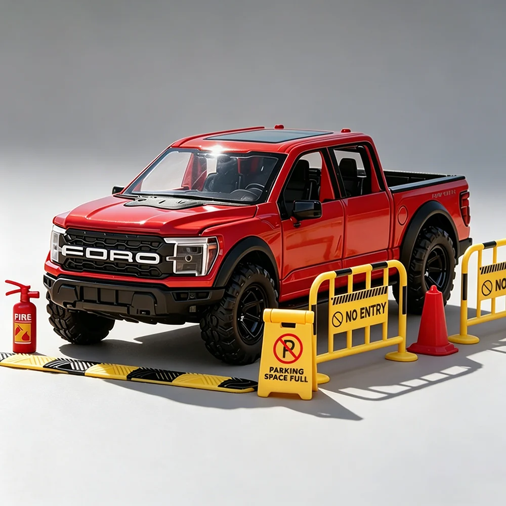 

1:32 Scale F150 Diecast Model Alloy Toys Car with Sound Light Pull Back Doors Opened Rubber Tire Off-road Vehicle Children Gifts
