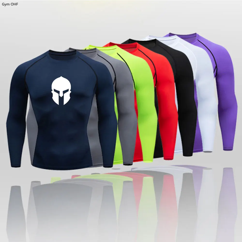 Rashguard Spartan Men's T Shirt Outdoor Fitness Gym Jogging Training Tshirt Running Compression Shirts Men Wicking Sweatshirt