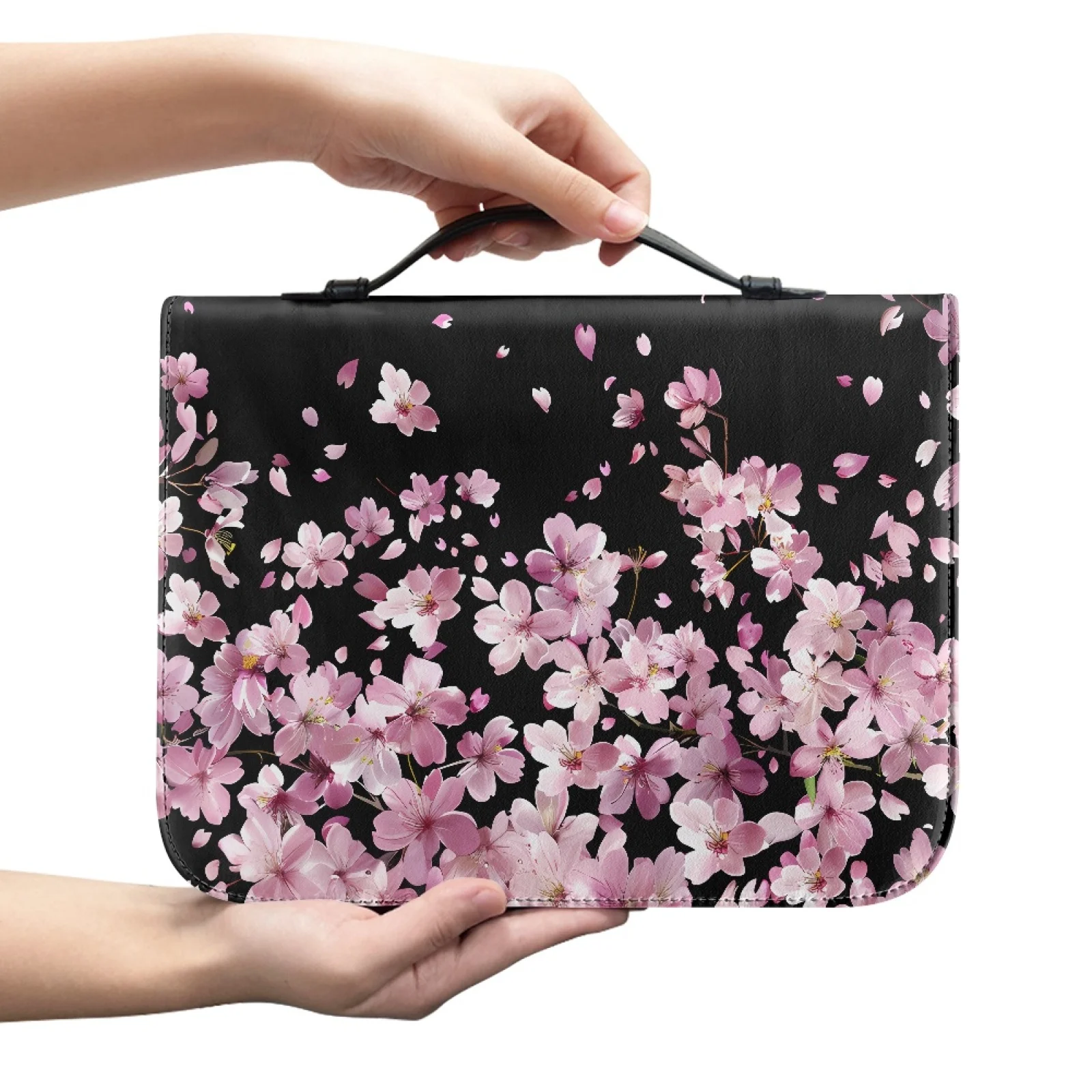 XIXIRIMIDO Pink Cherry Blossom 2026 New Large Capacity Bible Protective Cover, PU Leather Case for Church and Bible Study