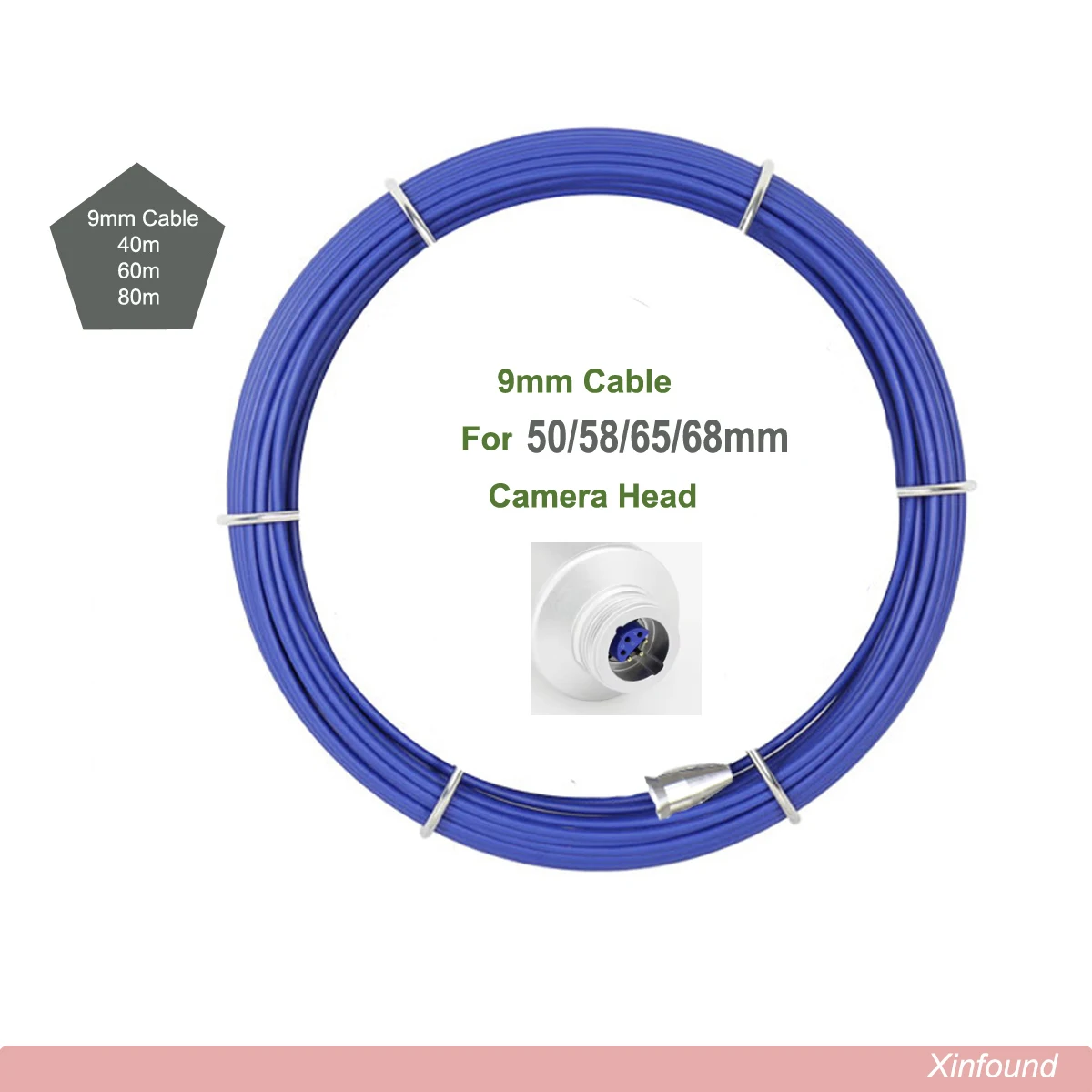 9mm Hard Fiberglass Cable with Connector for Wopson Pipe Inspection Snake Camera - Durable Cabling for Enhanced Visual Inspectio