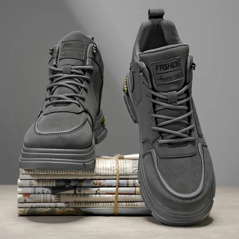 

New men's high-top boots, casual shoes, anti-slip and comfortable outdoor work shoes, lace-up ankle boots