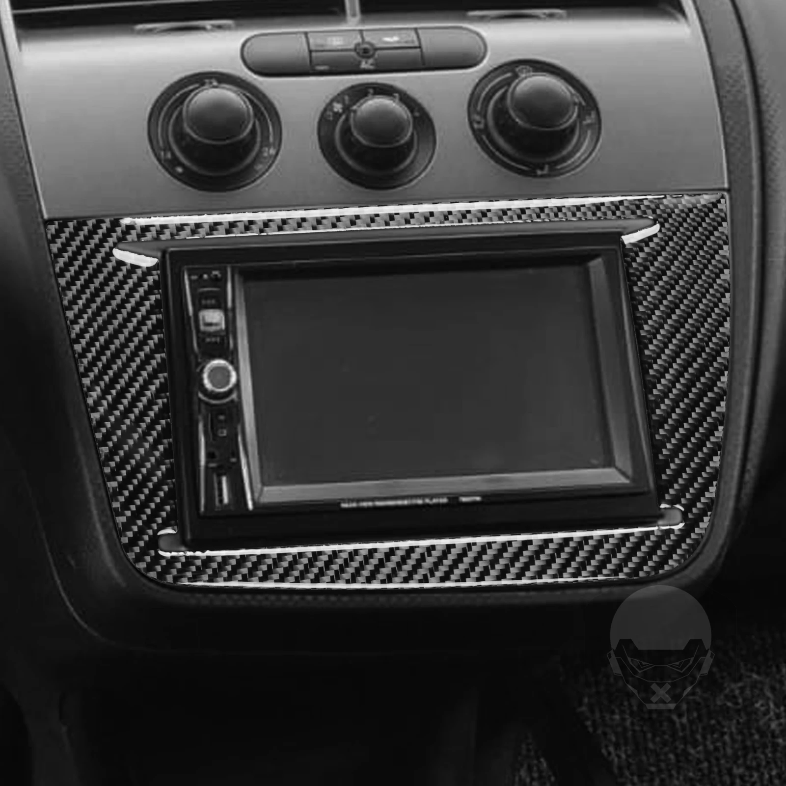 Real Carbon Fiber Car Accessories Center Console Radio Control Trim Cover Soft Sticker For Seat Altea 2004 2005 2006 2007 2008