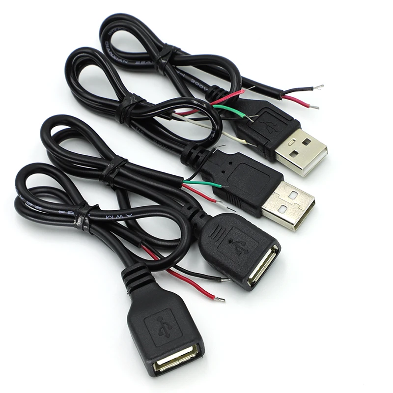 30CM black/white 5V USB Power Supply Cable 2 Pin USB 2.0 A Female male 4 pin wire Jack Charger charging Cord Extension Connector