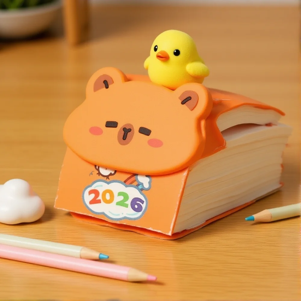 2026 Mini Capybara Desk Calendar Pocket Portable Daily Calendar Planner Desktop Decoration Office Stationery