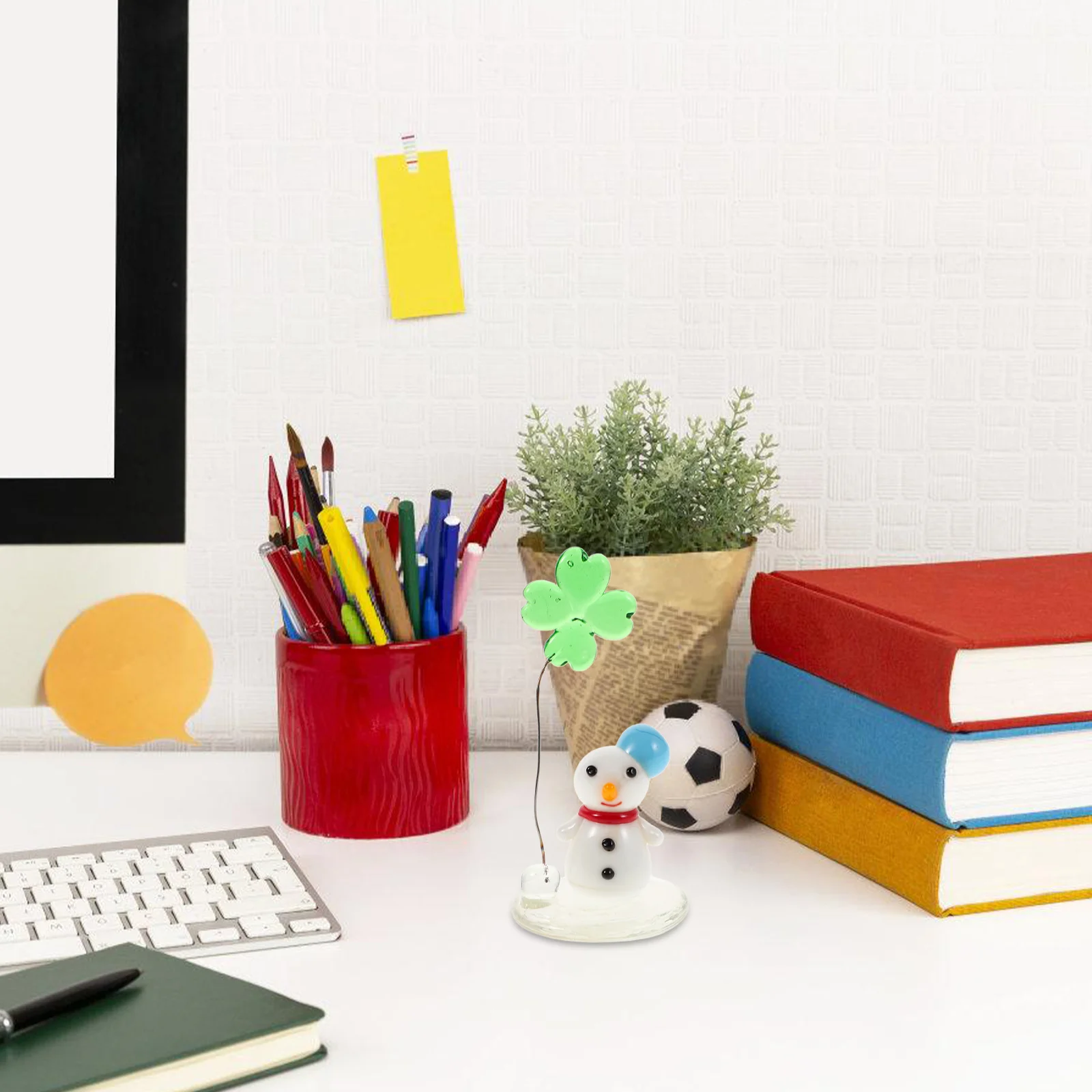 

Charming Glass Snowman Desk Ornament Versatile Use for Home Office Car Dashboard Festive Holiday Decor Desktop Snowman Statue