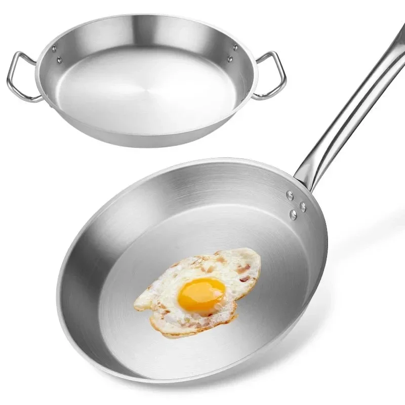 Non Stick Pan, High-Performance Skillet with Sleek Metallic Exterior, Stainless Steel Frying Pan Suitable For All Hob Types