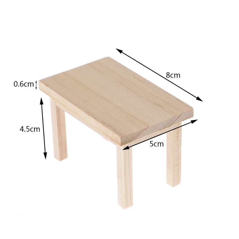 Mesa de madera en miniatura para casa de muñecas, muebles, accesorios, juguetes, 1:12