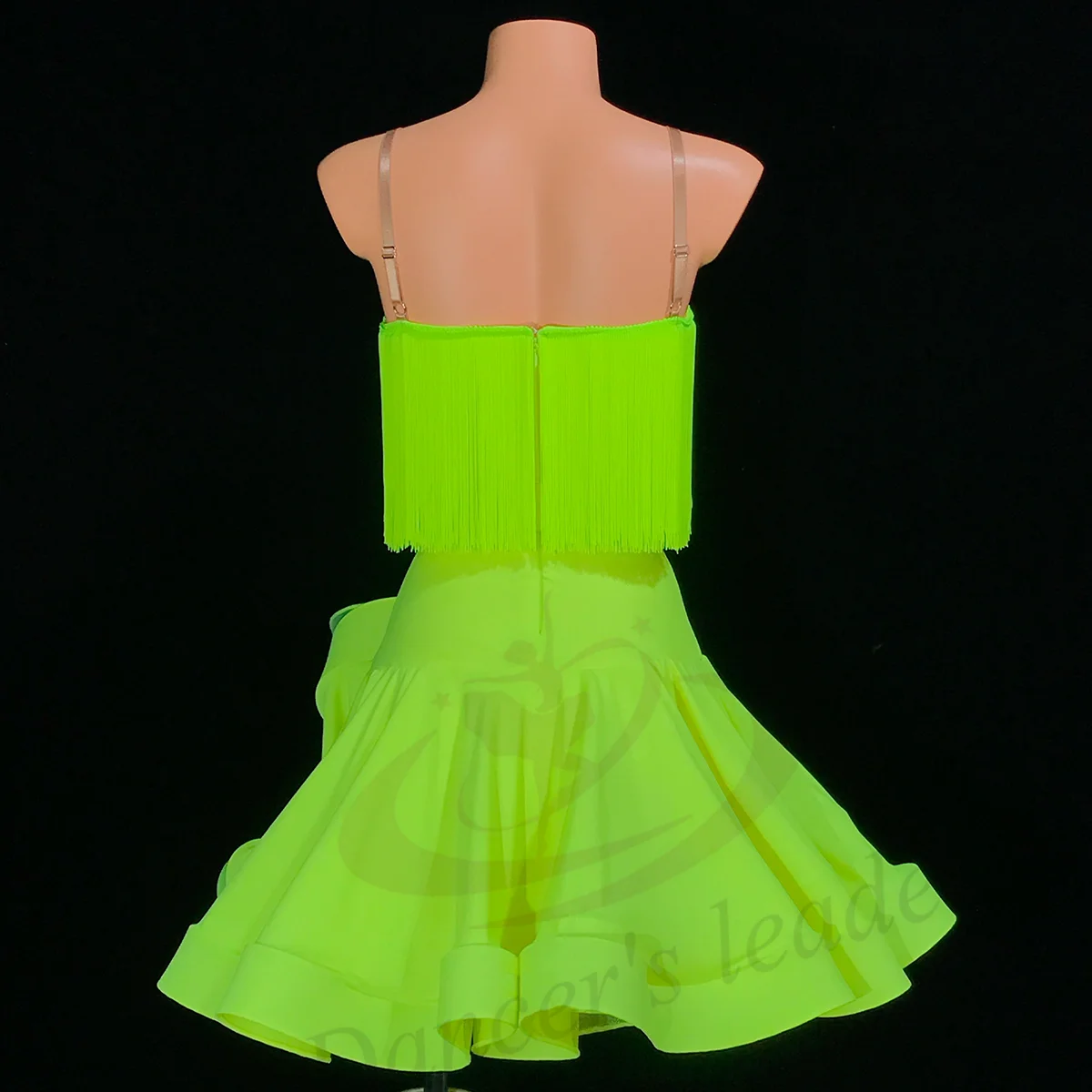Latin Dance AB Stone Female Adult Children High end Customized Double layer Mesh Skirt Strap Tango Team Performance Dress