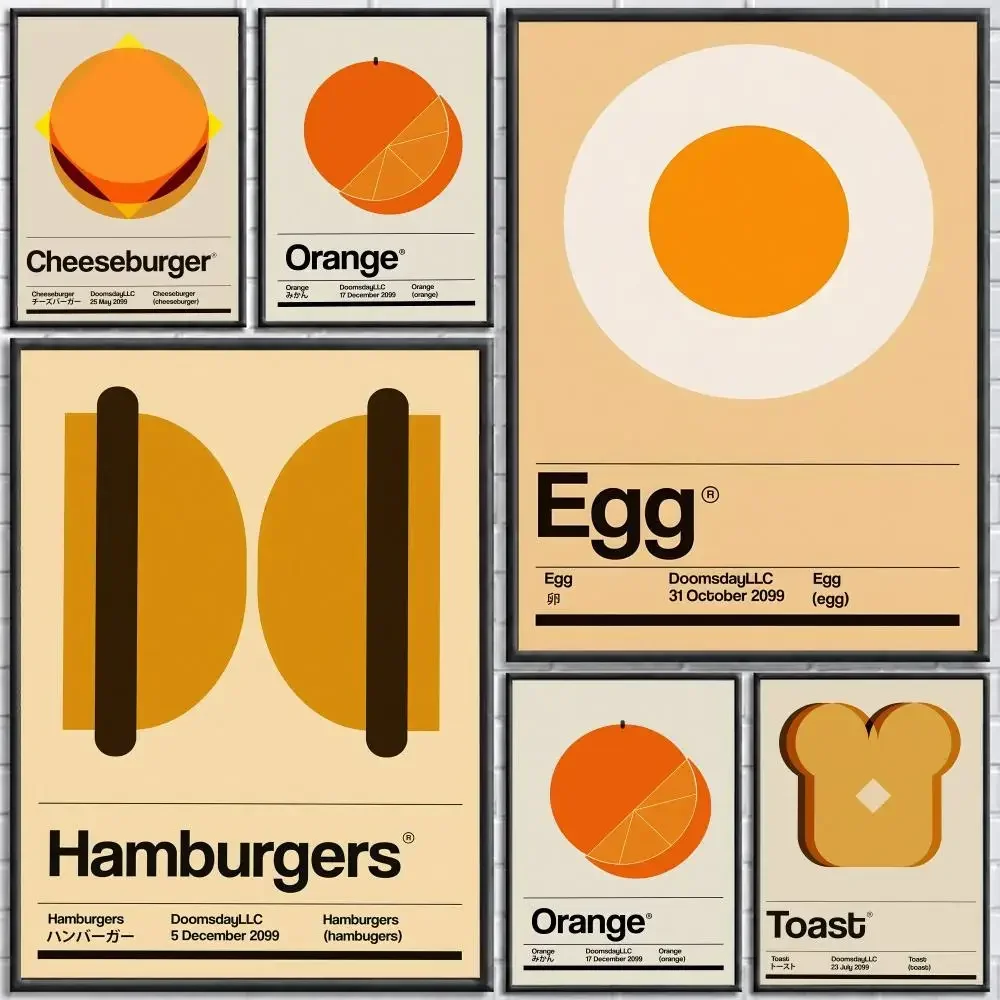 Food Art Simple Food Vintage Posters Poster Poster Wall Sticker Waterproof Self Adhesive HD Art Bedroom Bar Decor
