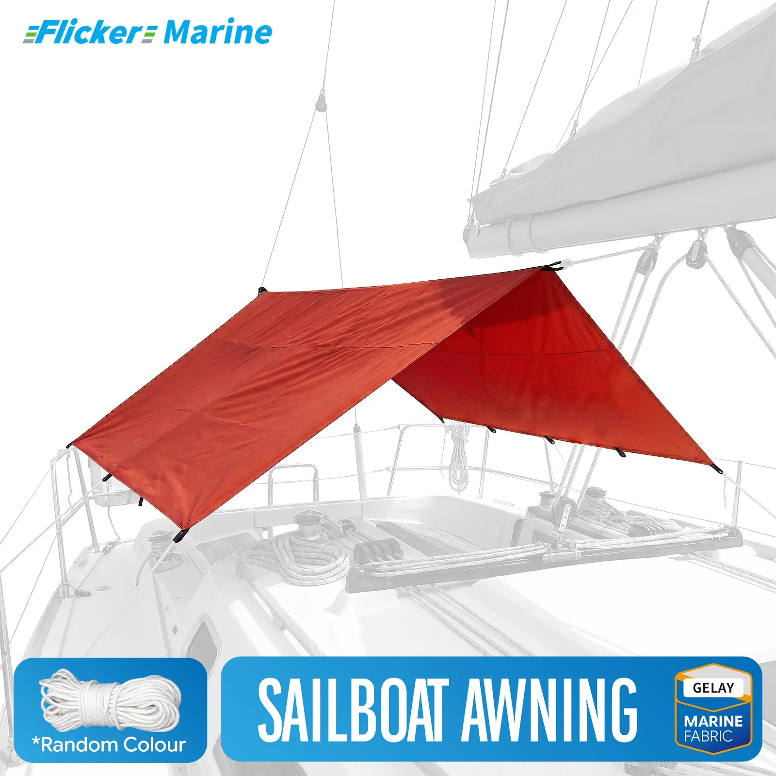 

FLICKER MARINE Colorful Sailboat Awning, Sun Shade Canopy, UV Protection, Durable Marine Fabric, Easy Setup, Secure Fit Design,
