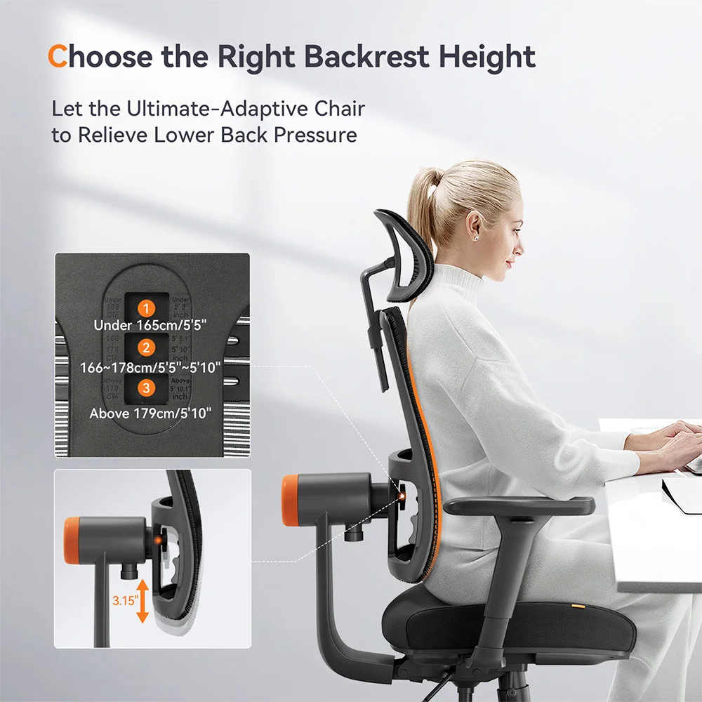NEWTRAL-silla ergonómica MAGICH002, soporte de espalda inferior adaptable, reposacabezas ajustable, asiento reclinable con reposabrazos 4D, 160-195CM