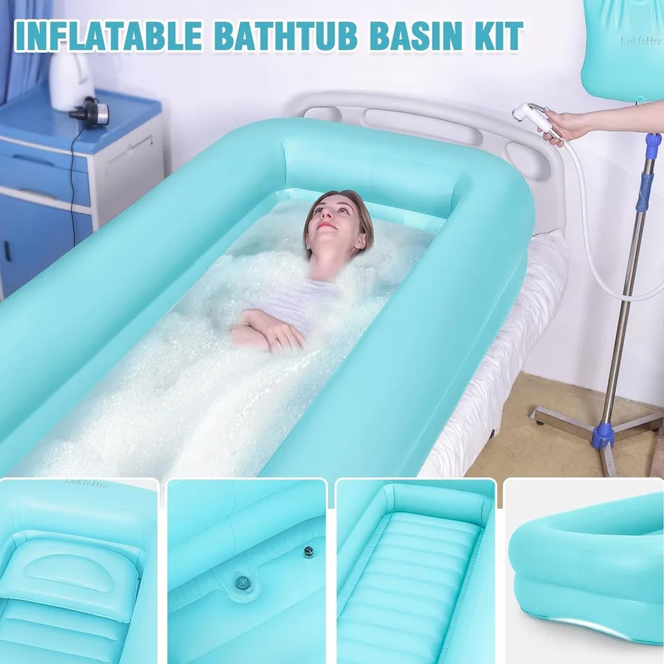

Medical Inflatable Bathtub Shower Bath Basin Kit PVC Portable Bathtub With Electric Pump Wash Full Body In Bed Bath For Elderly