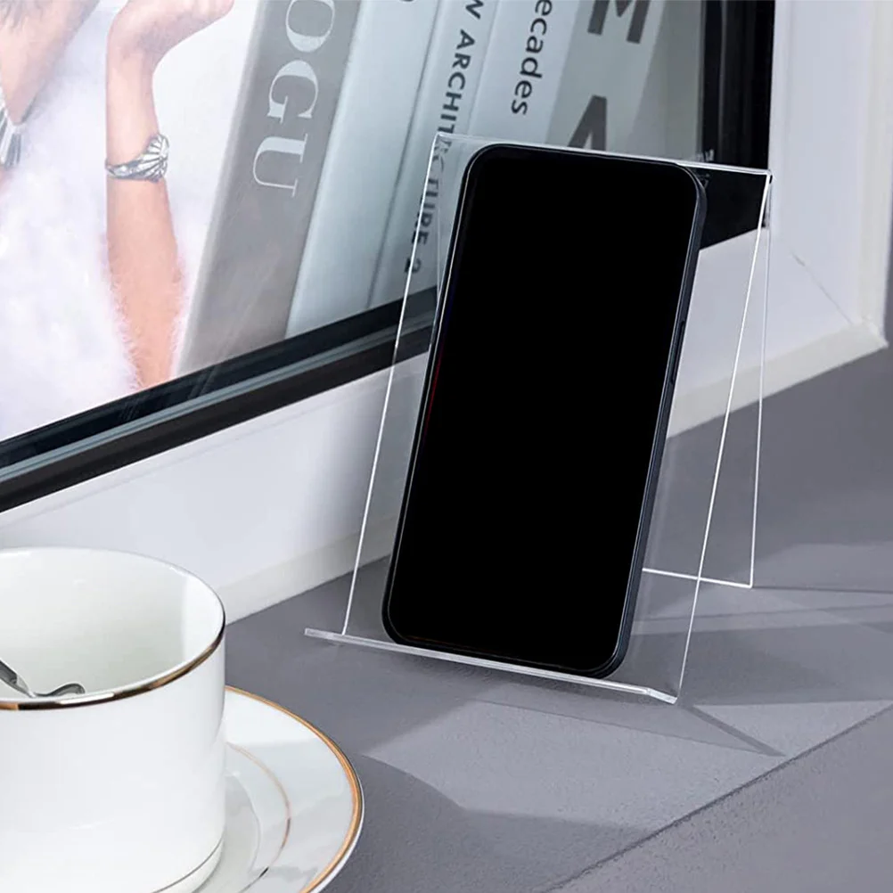 

4pcs Clear Acrylic Bookshelf Display Stand For Price Tags Menu Holder L-Shaped Tabletop Rack Slanted Sign Holder Transparent