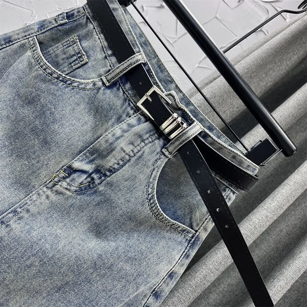 กางเกงยีนส์หญิงกระโปรงเอวสูงFringe Midiไม่สม่ําเสมอผู้หญิงDenimกระโปรงHarajukuสายChicและElegantเสื้อผ้าแนวโน้ม 2025