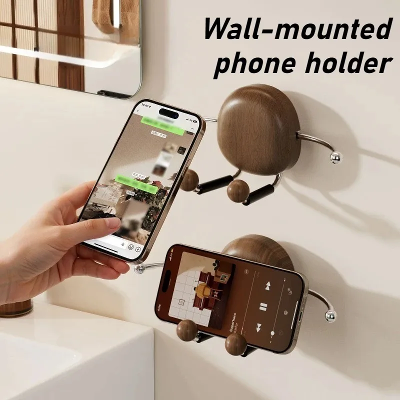 

Vintage Suction Cup Phone Holder Creative Multifunctional Household Storage Rack for Kitchen and Bathroom Lazy Phone Stand