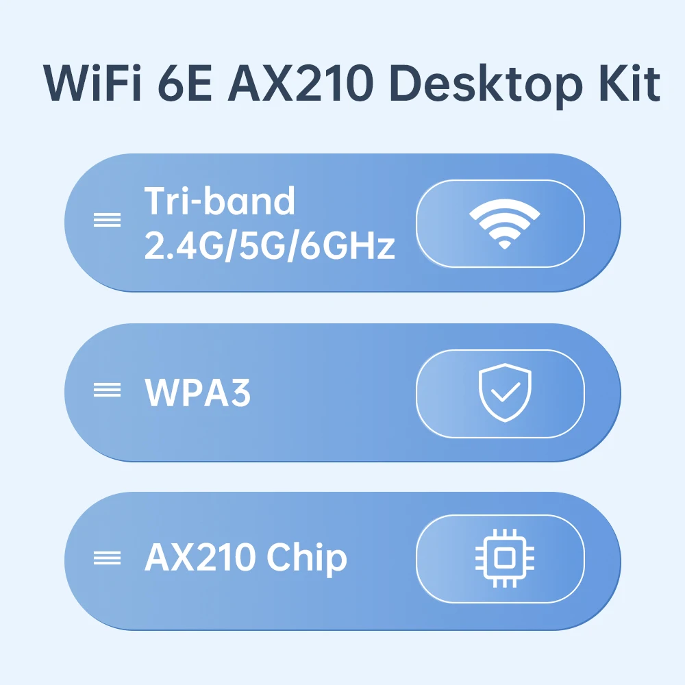 WiFi 6E AX210 BT5.3 Adattatore WiFi PCIE AX210NGW Scheda di rete wireless Tri-Band 2.4G/5G/6GHz con antenna esterna per Win 10/11