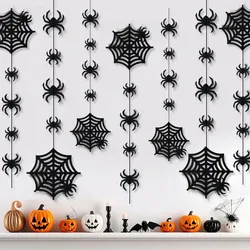 Horror Hanging Spider Web Decorations Black Spiderweb Ornaments for DIY Home Office Outdoor Halloween Holiday Party Decoration