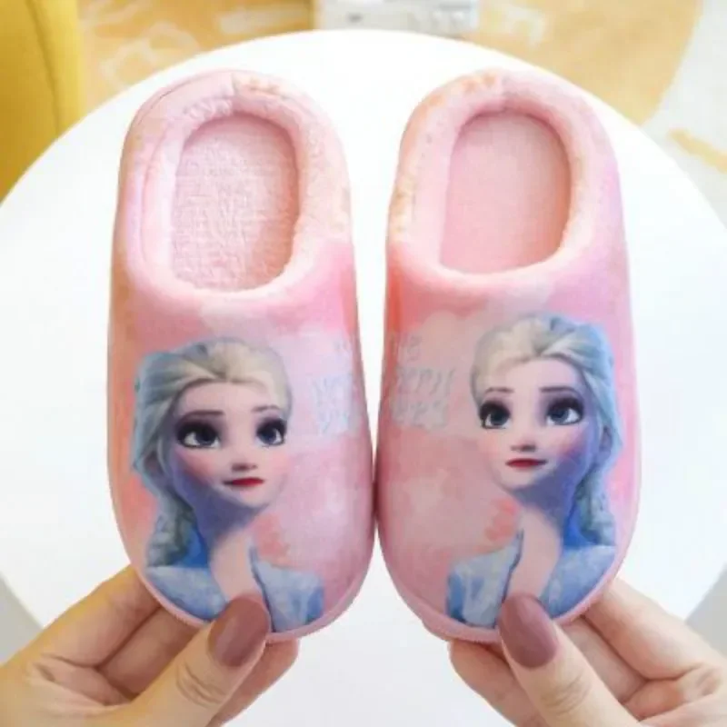 Children Cotton Slippers Baby Boy Girl Cartoon Frozen Elsa Sofia Spiderman Autumn Winter Warm Princess Indoor Bedroom Home Shoes