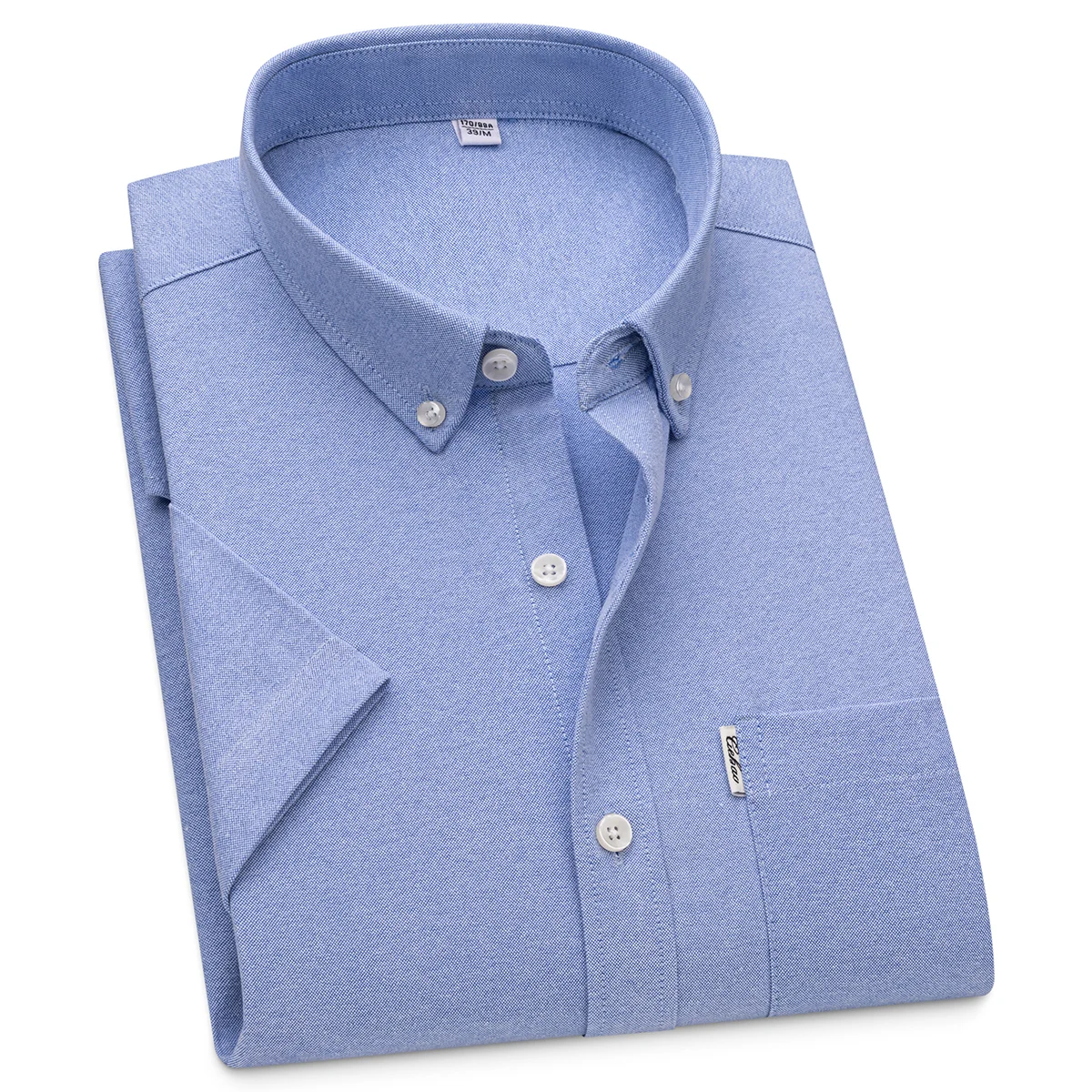 

New Summer Short-sleeved Shirt Men's Solid Color Oxford Spinning Casual Embroidery Fashion Slim Shirt Short Men Drop Shipping